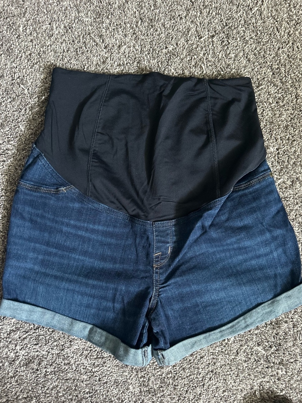 Maternity Denim Shorts with Black Stretch Panel